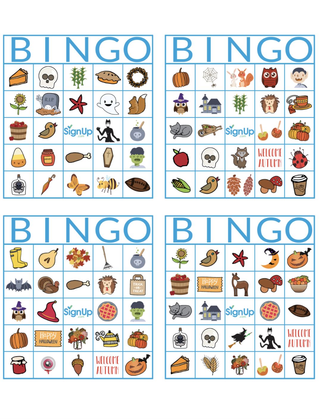 Printable Bingo Cards Fun Fall Classroom Party Activity Printable 