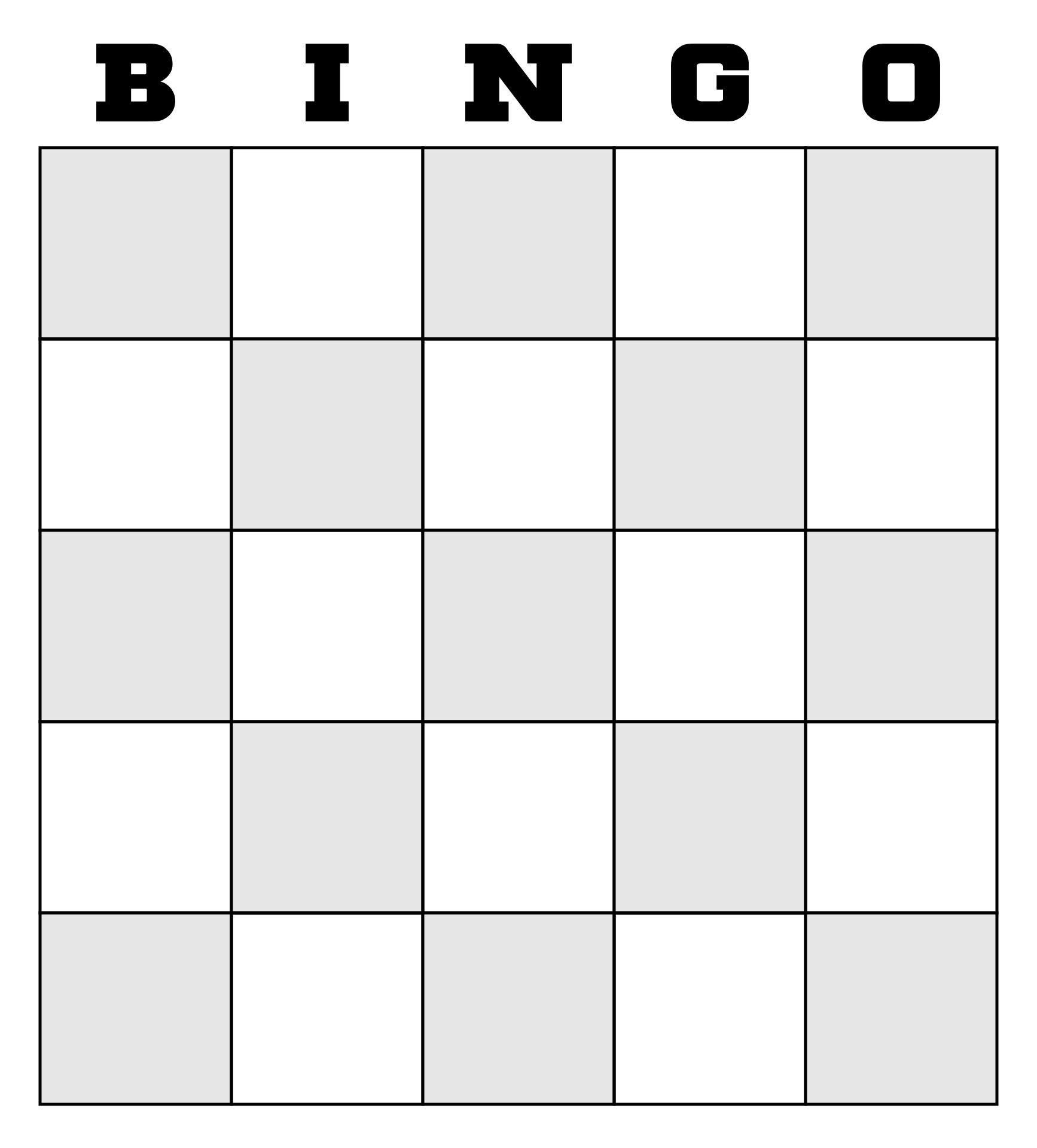 free printable printable blank bingo cards