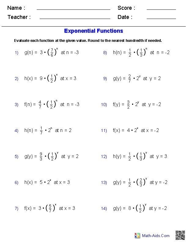 Printable Calculus Worksheets