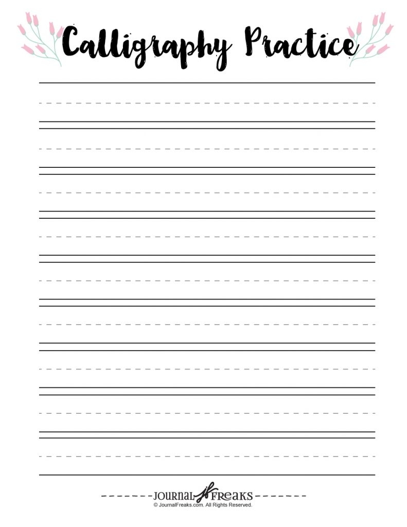 Printable Calligraphy Practice Worksheets Journal Freaks