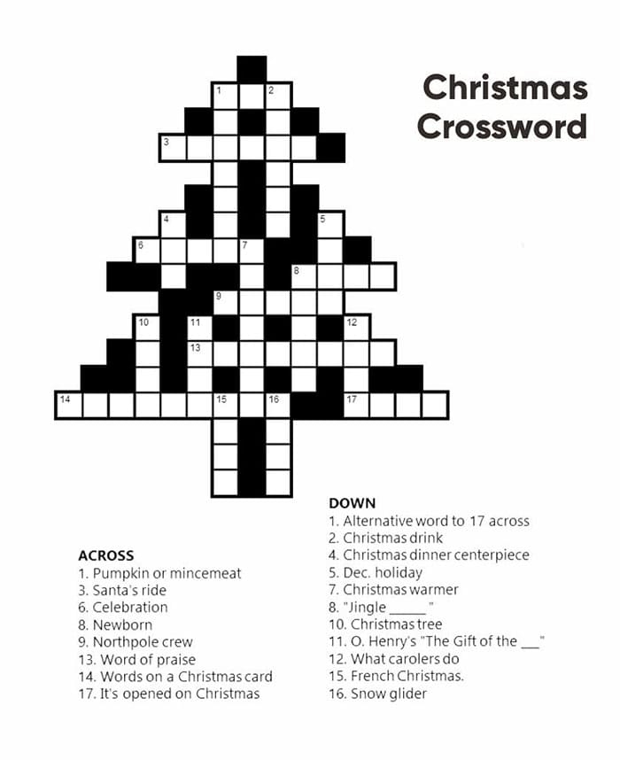crossword puzzles printable christmas