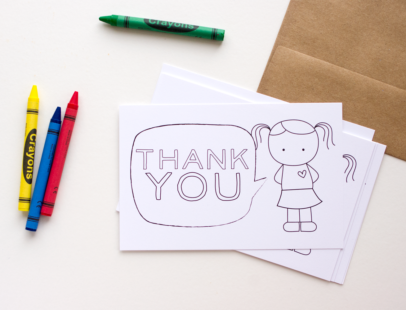 Printable Color in Thank You Cards For Kids The Mombot