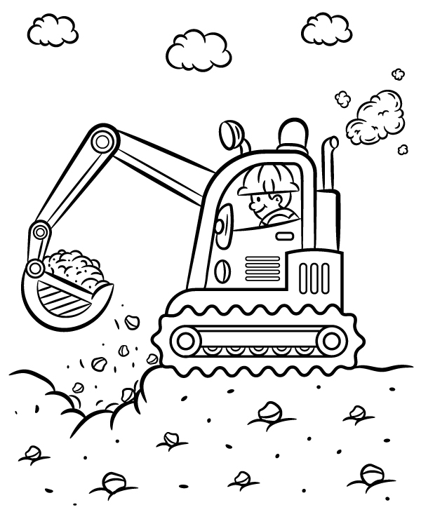 Excavator Coloring Page