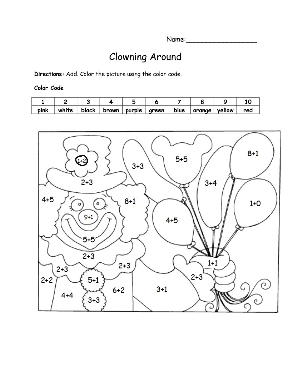 Printable Colornumbers Worksheets Printable Color By Number Math 