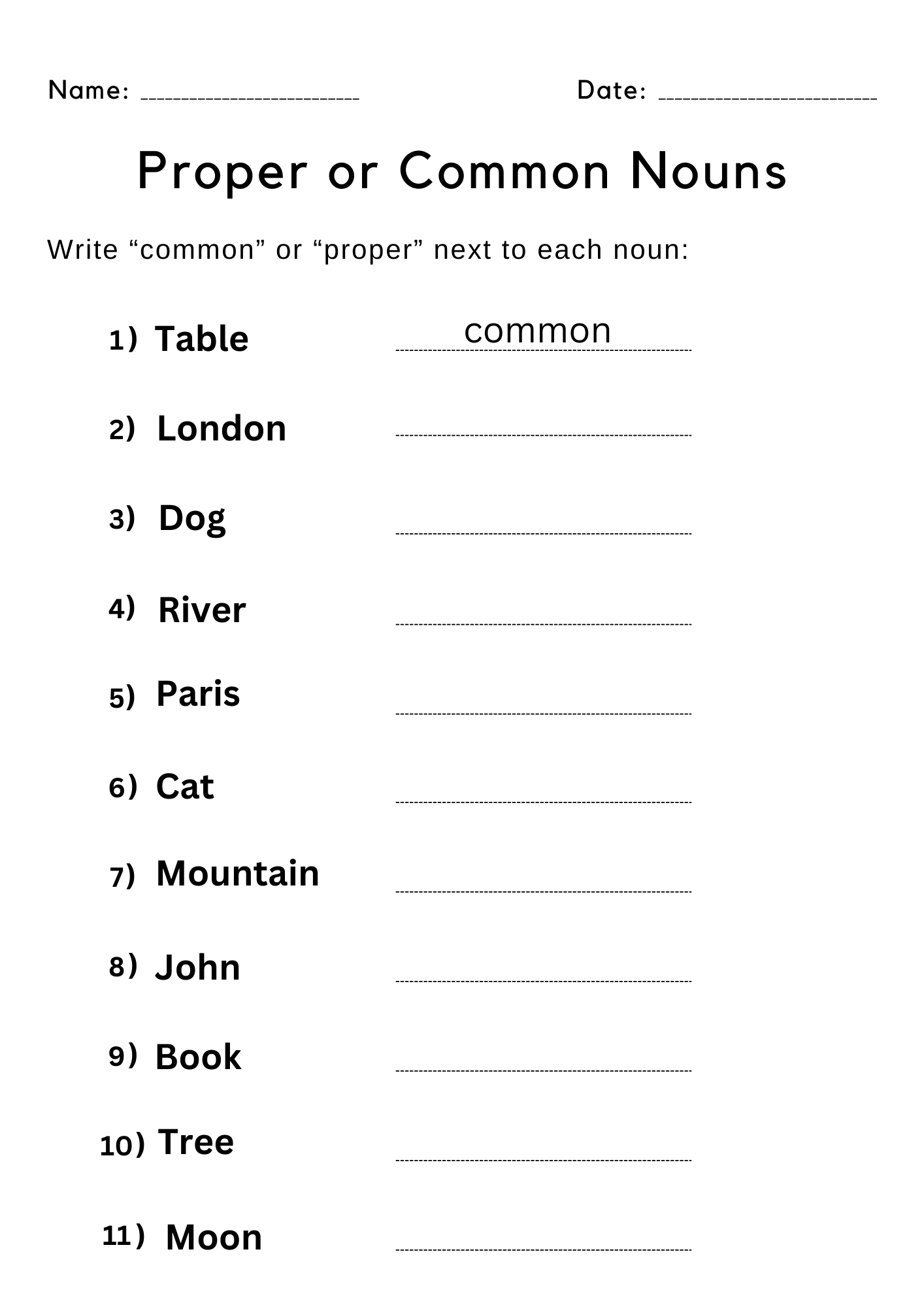 proper nouns worksheet