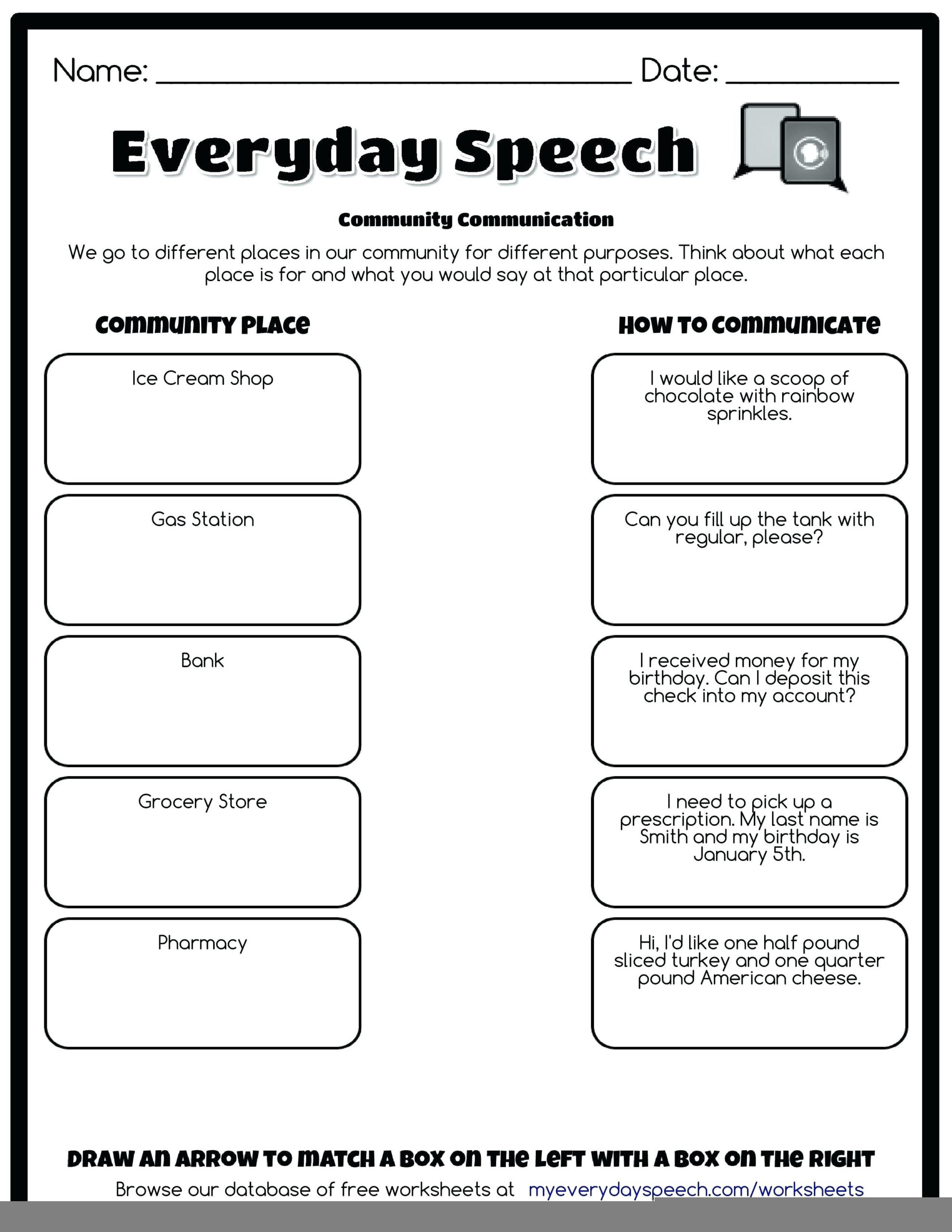 communication worksheets