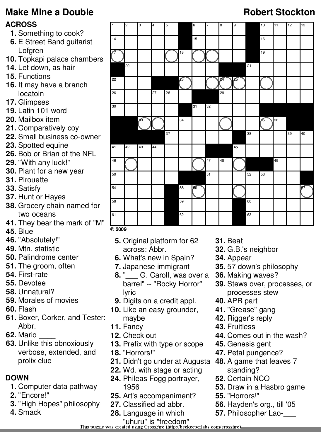 Printable Crossword Difficult Printable Crossword Puzzles
