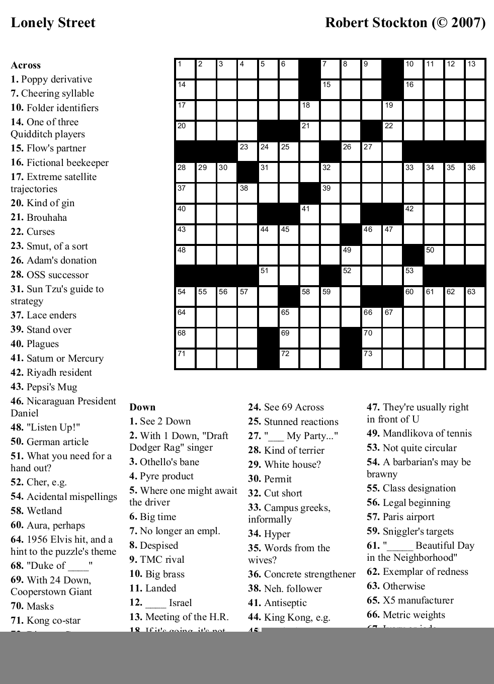 Printable Crossword Difficult Printable Crossword Puzzles
