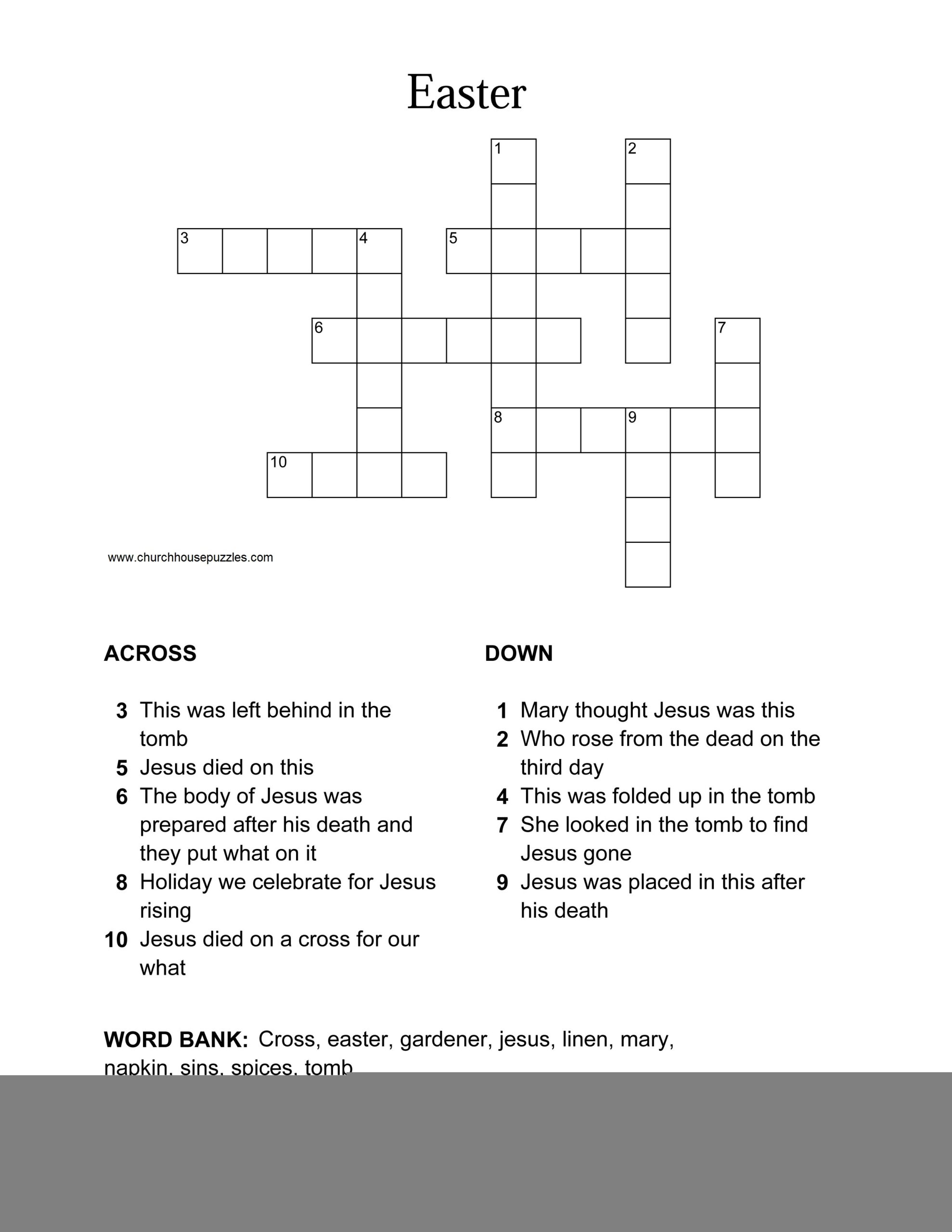Printable Crossword Easter Printable Crossword Puzzles