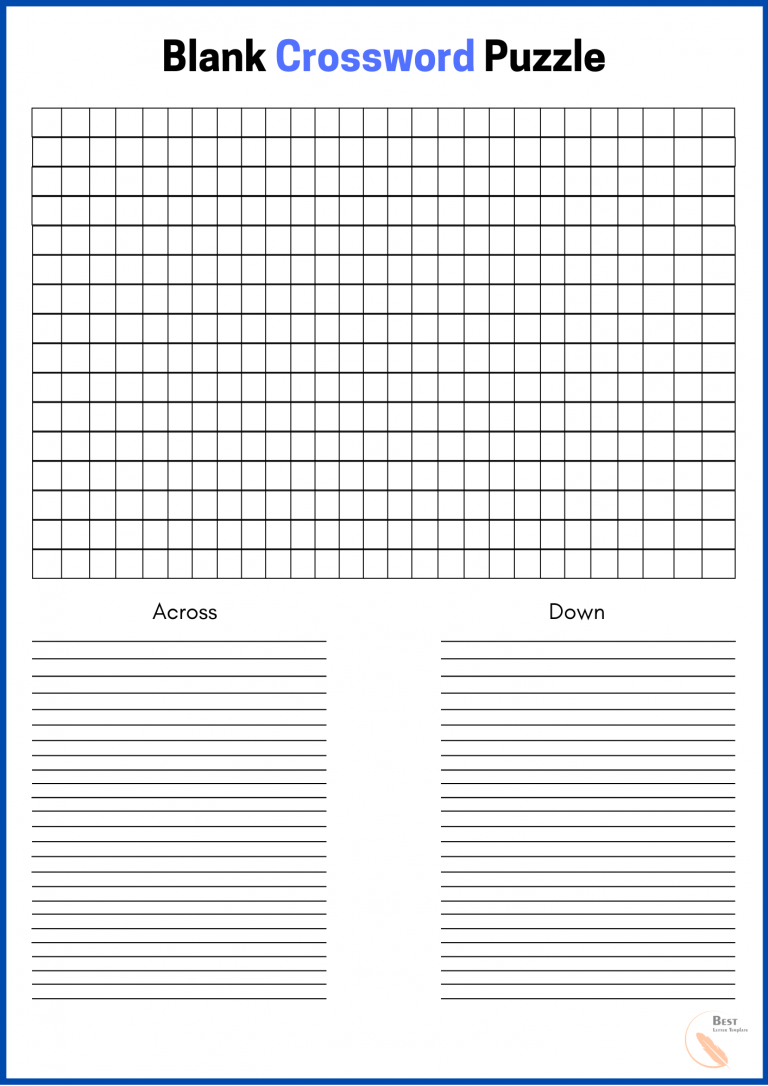 crossword puzzle template printable