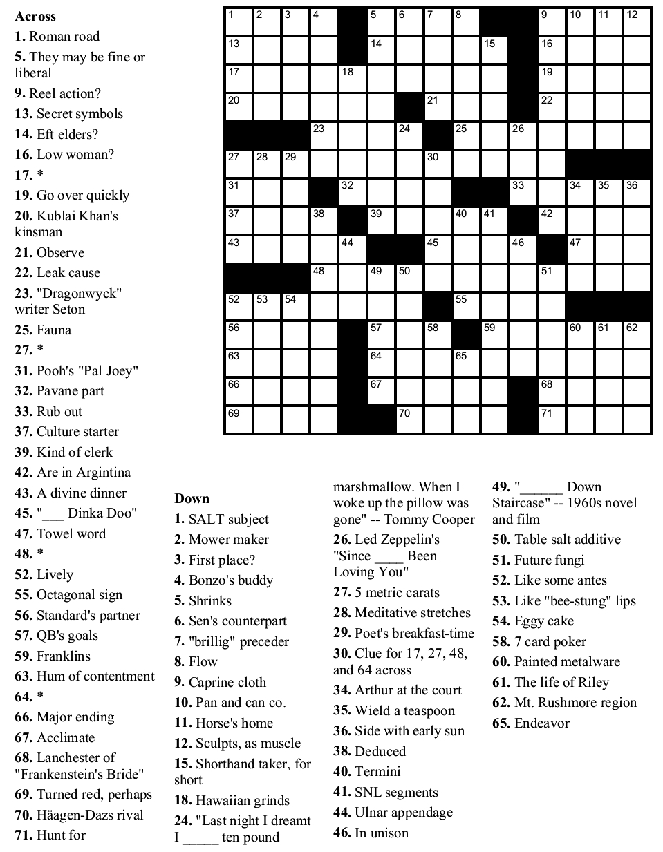 free crossword printable puzzles