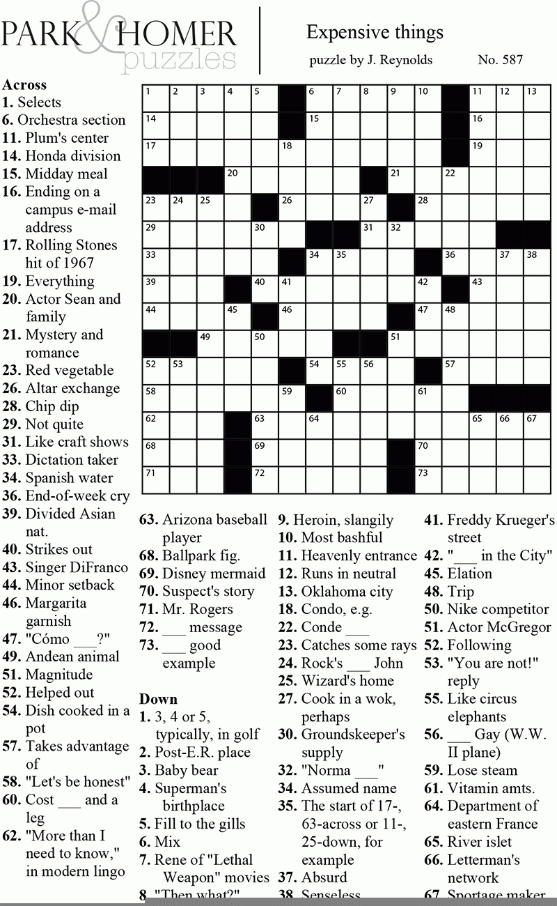 Printable Crossword Puzzles 2019 Printable Crossword Puzzles