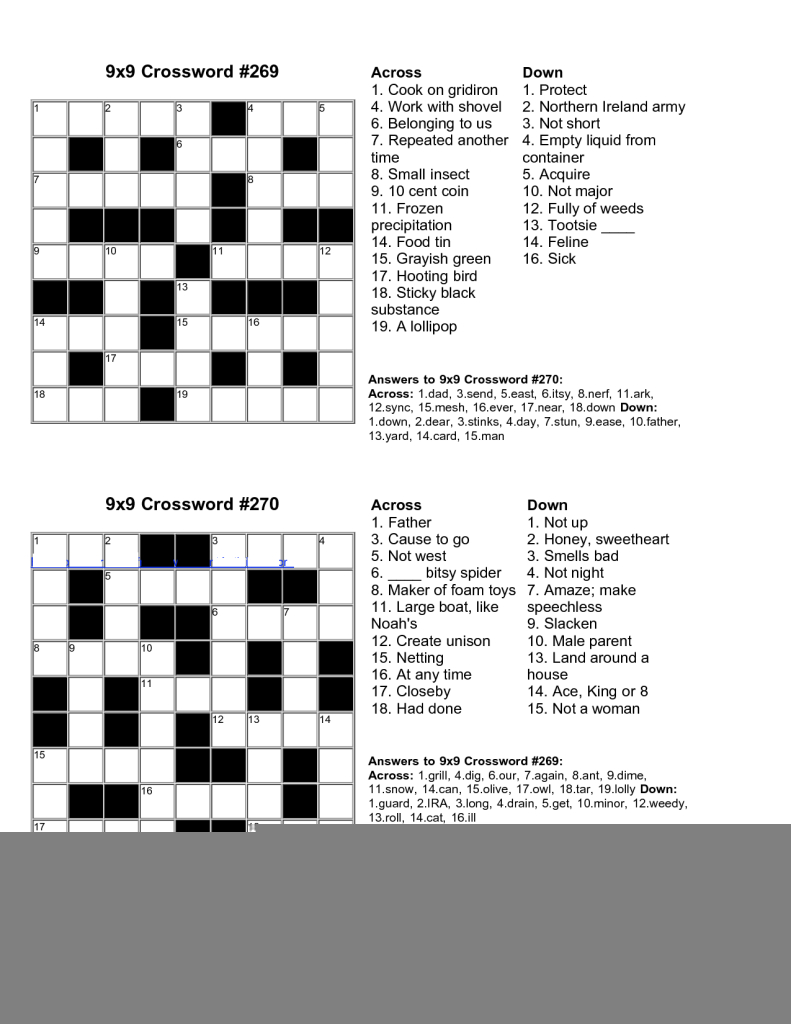 Printable Crossword Puzzles And Solutions Printable Crossword Puzzles