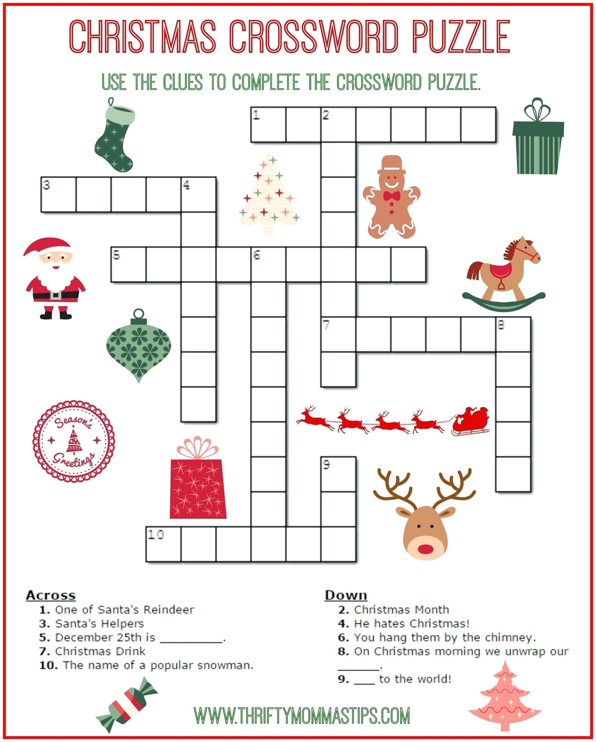 Printable Crossword Puzzles For 4Th Graders Printable Crossword Puzzles