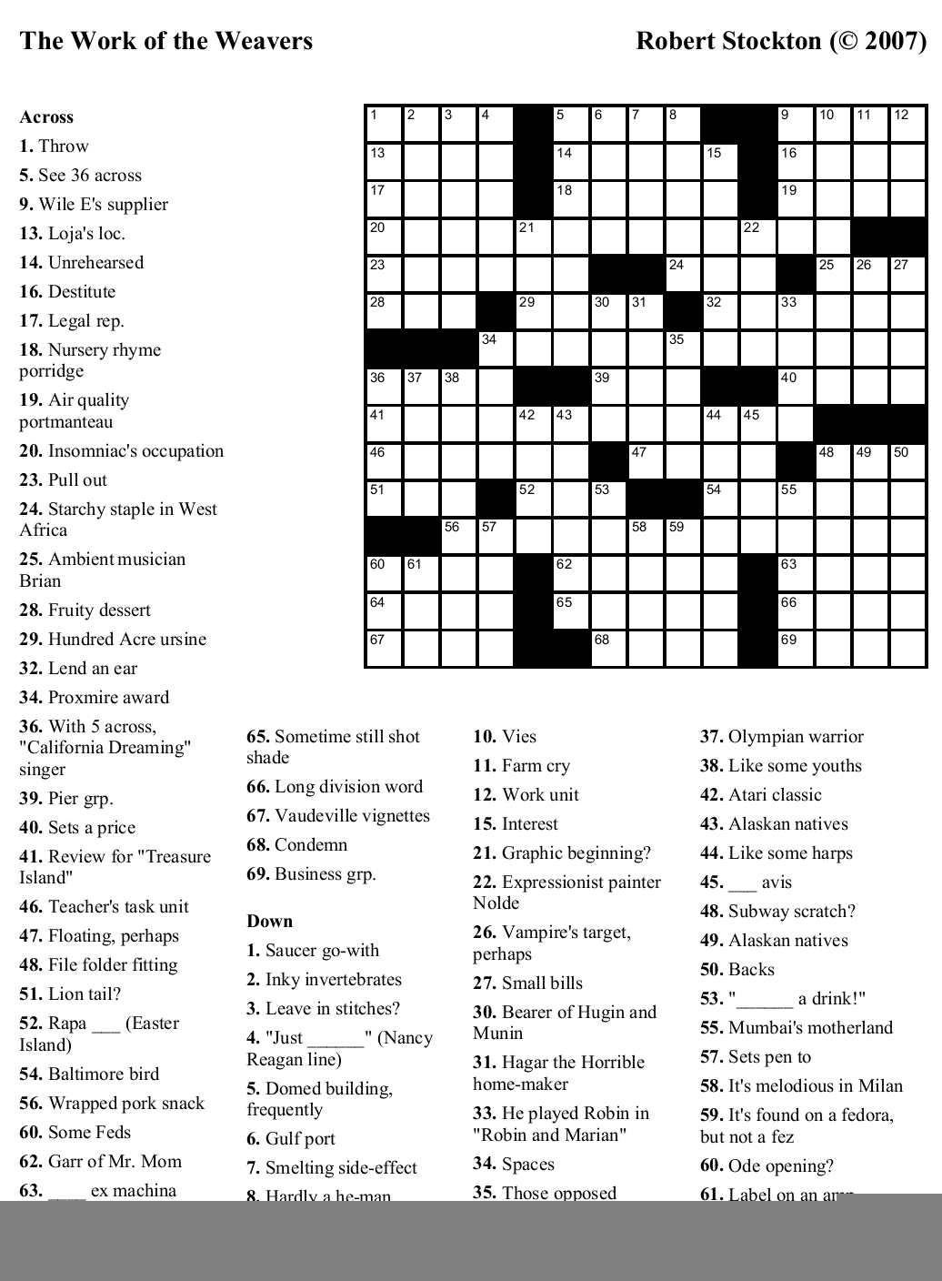 printable easy crossword puzzles for seniors