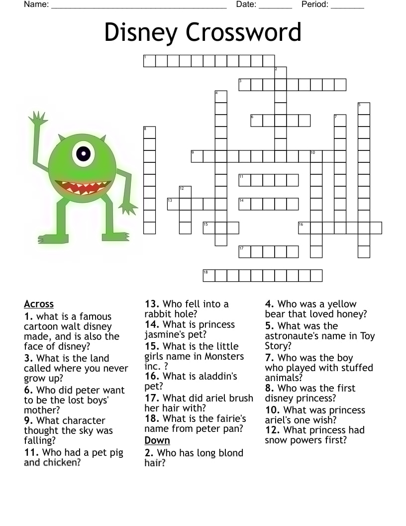 Printable Crossword Puzzles Grade 4 Printable JD