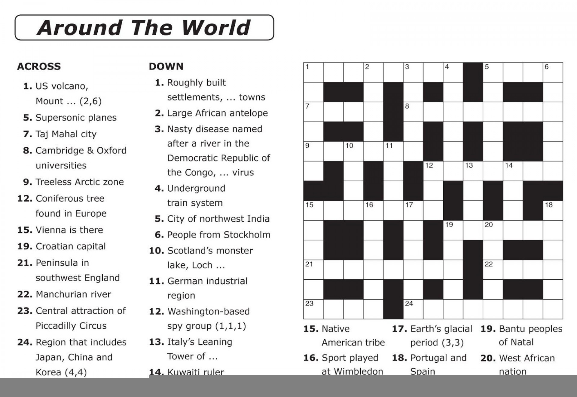 Printable Crossword Puzzles Large Printable Crossword Puzzles