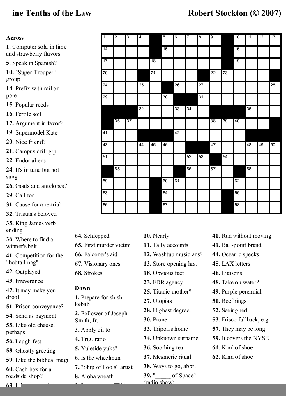 Printable Crossword Puzzles Solutions Printable Crossword Puzzles