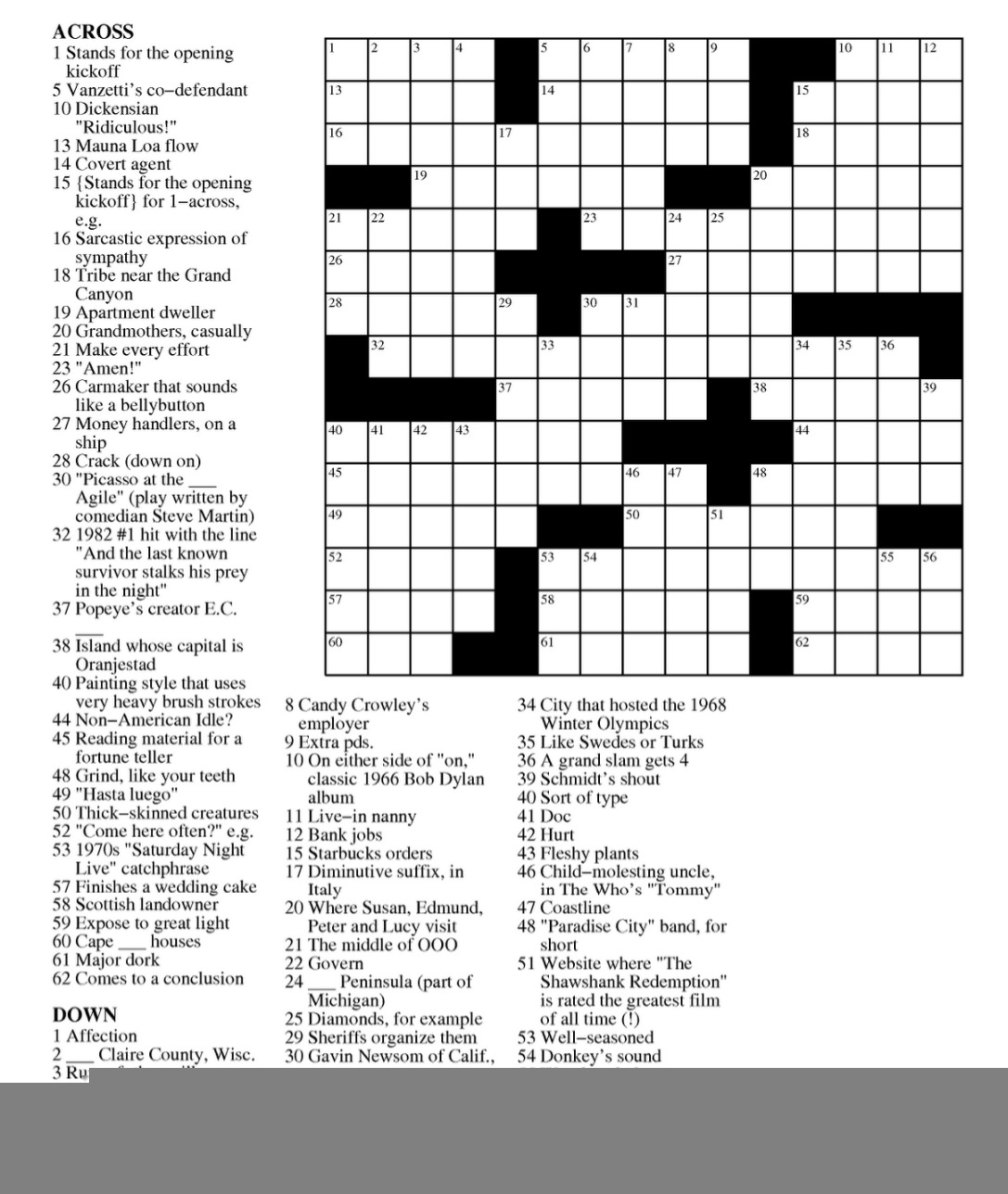 fox news crossword puzzle today printable