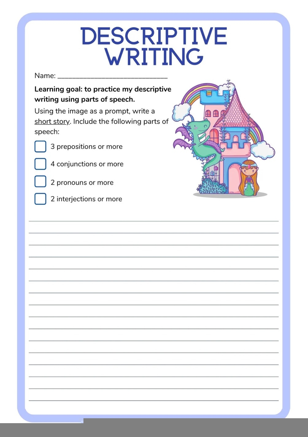 Printable Descriptive Writing Activities