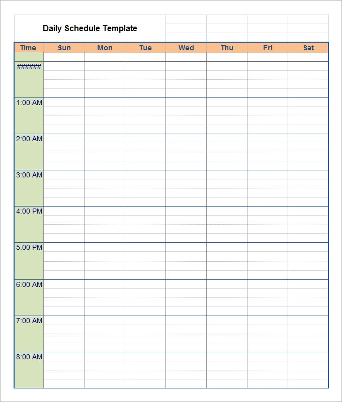 free daily schedule template printable