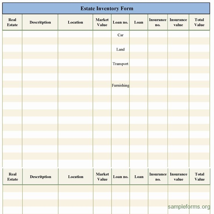 printable estate inventory worksheet