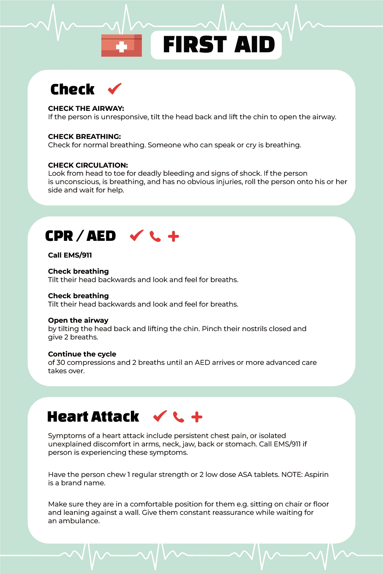 free printable printable first aid cards