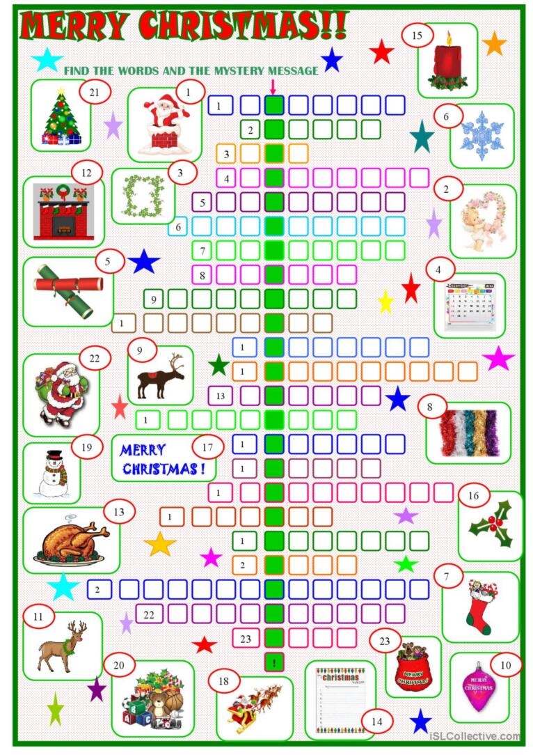 Printable French Christmas Crossword Puzzles Free Printable Templates