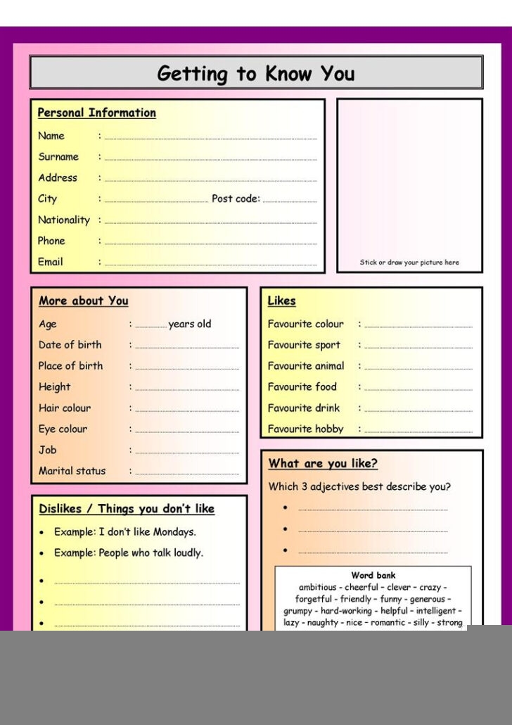 Printable Getting To Know You Worksheets Peggy Worksheets