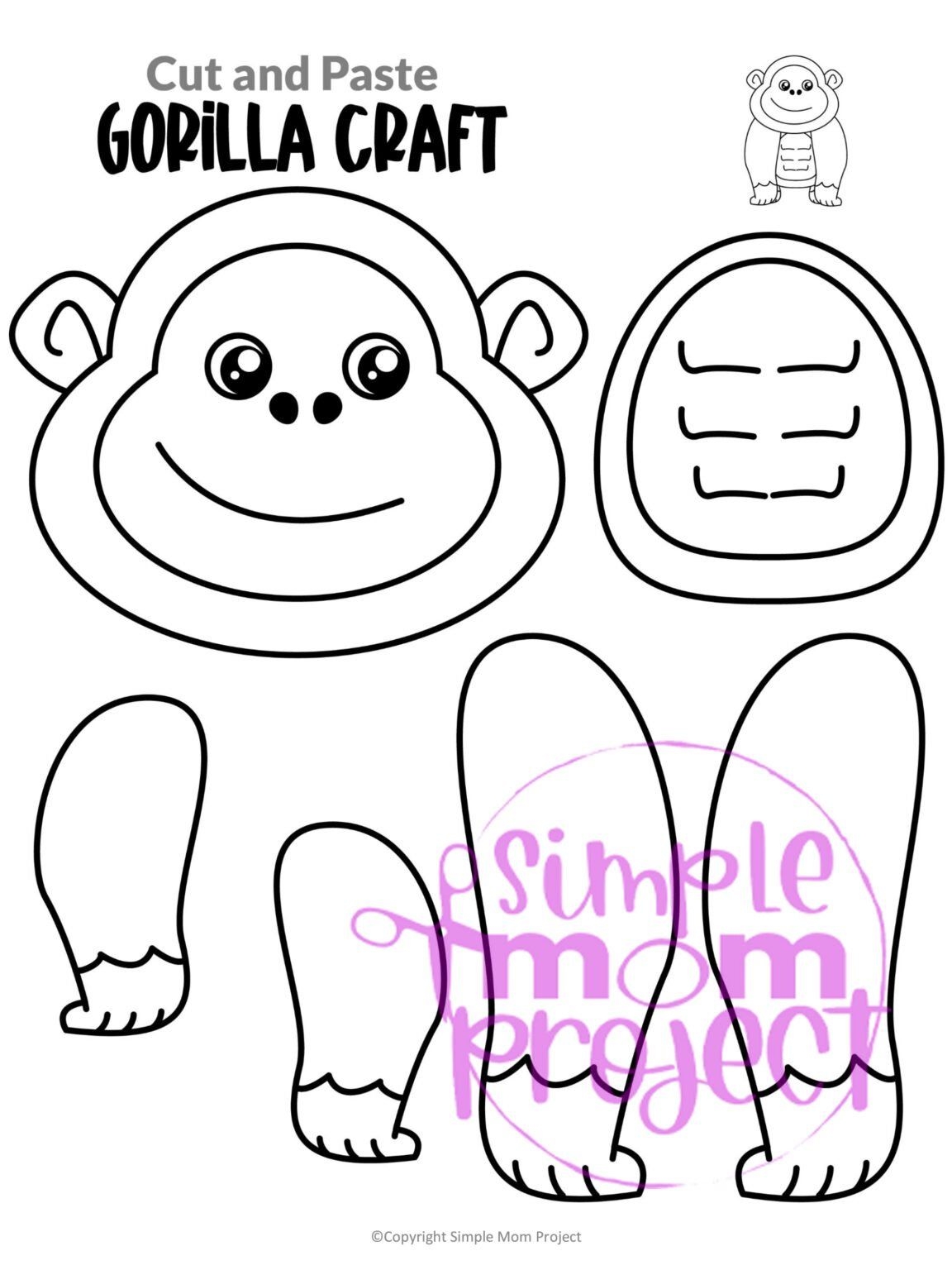 Printable Gorilla Craft Template Gorilla Craft Goodnight Gorilla