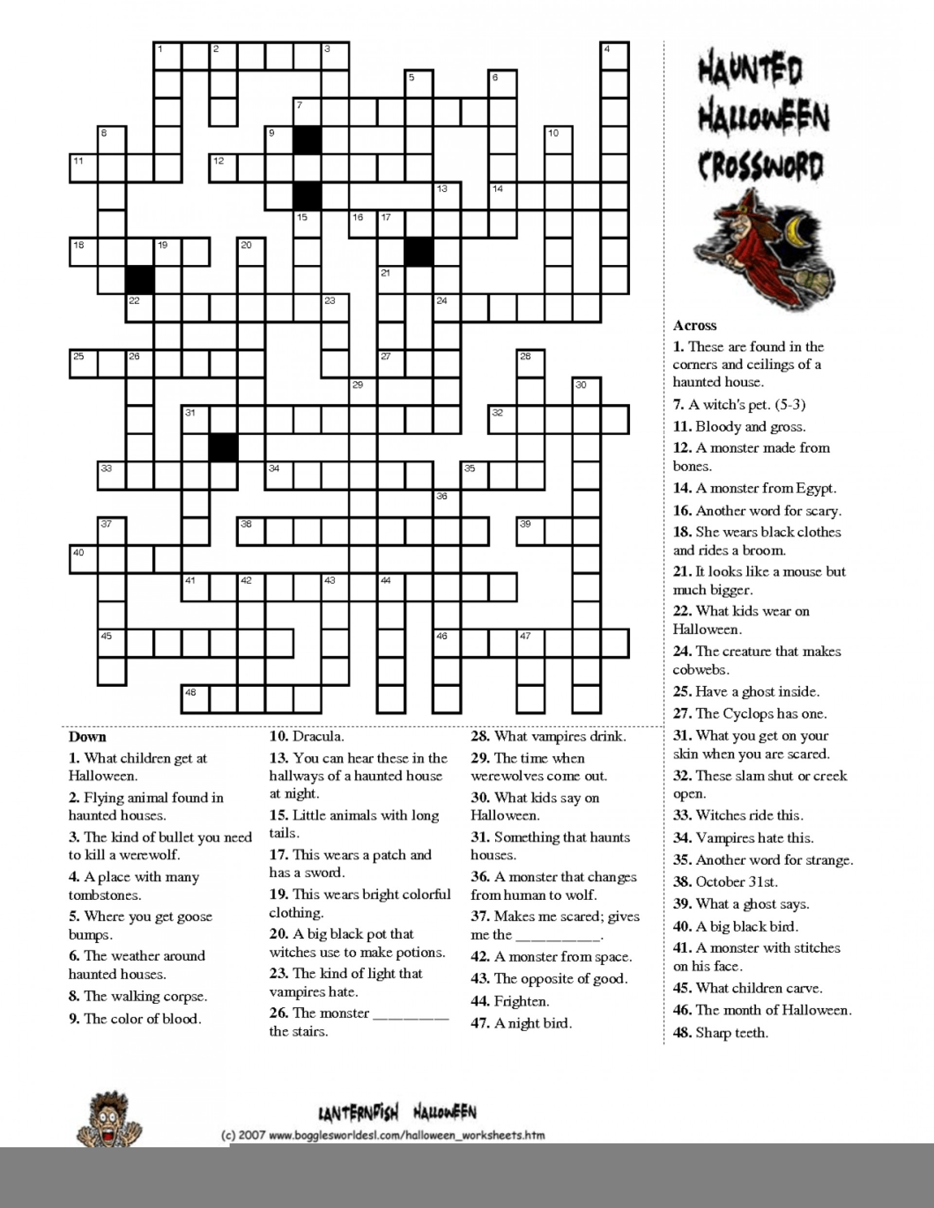 Printable Halloween Crossword Printable Crossword Puzzles