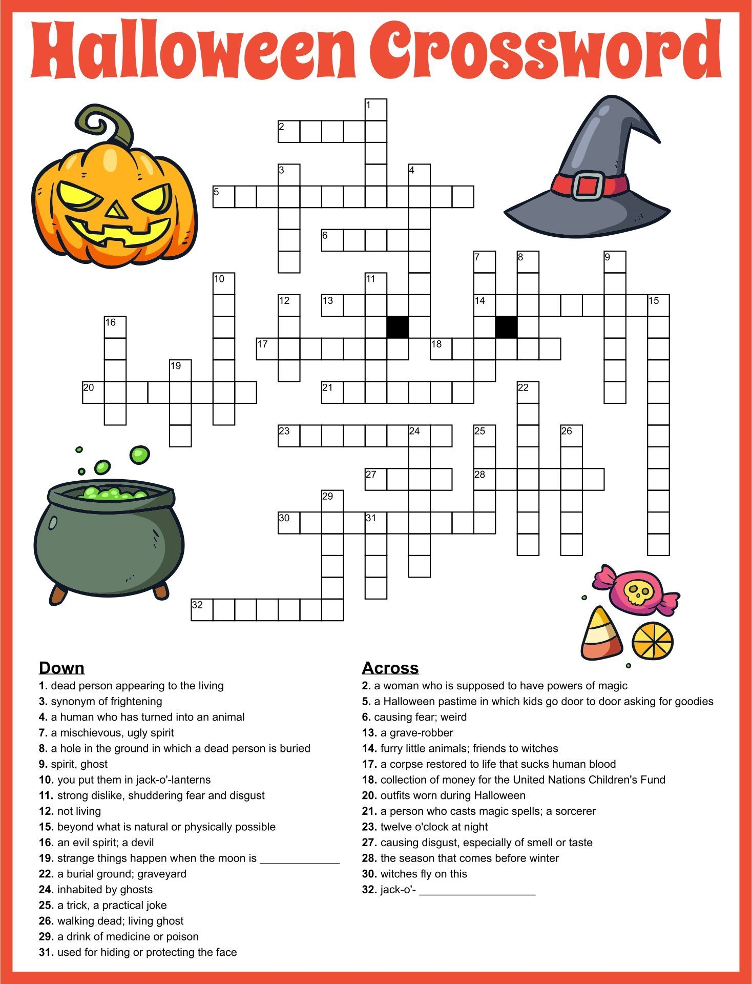 Printable Halloween Crossword Puzzles Word Searches Word Search Maker