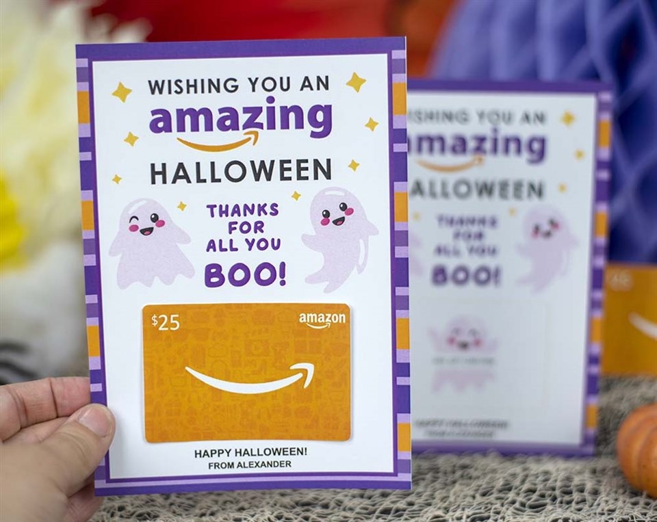 Printable Halloween Gift Card Holder Ghosts Design
