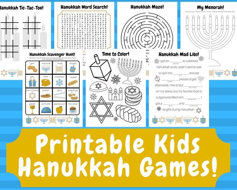 Printable Hanukkah Games Hanukkah Kids Games Hanukkah Activity Pack 