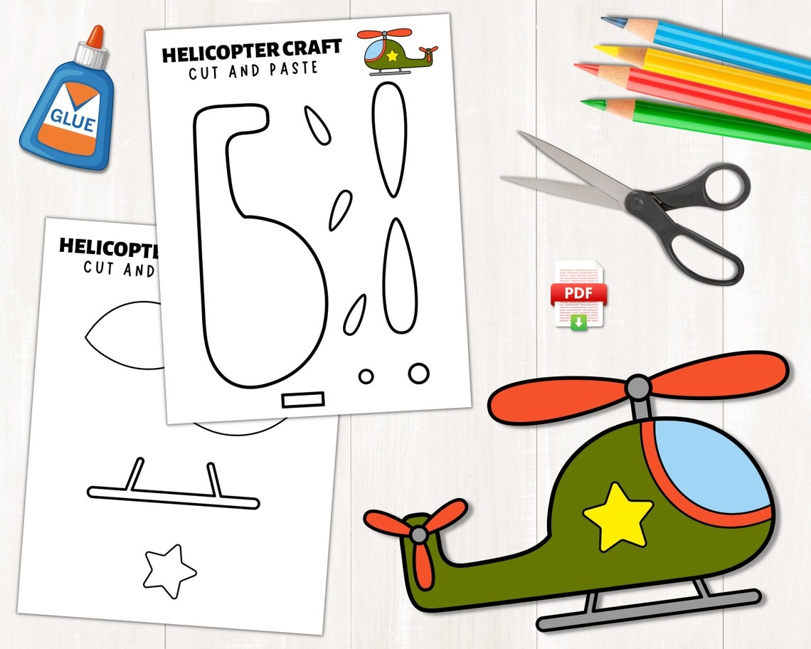 Printable Helicopter Craft Transportation Craft Helicopter Cut Paste 