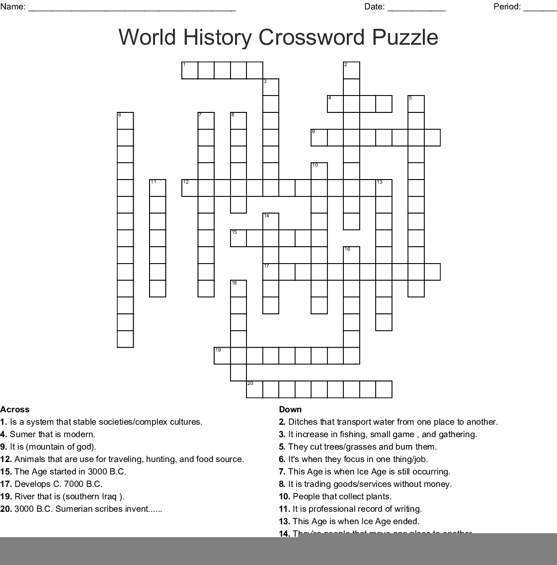 Printable History Puzzles Printable Crossword Puzzles