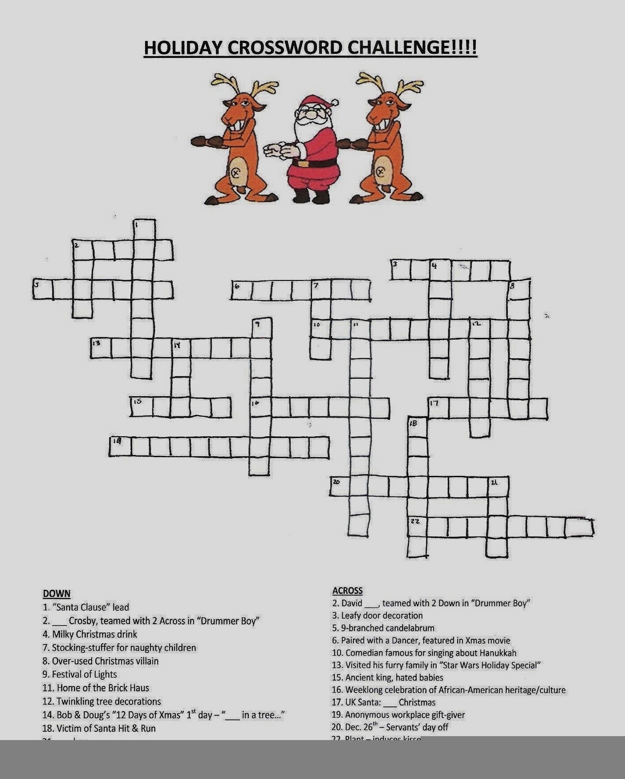 Printable Holiday Crossword Puzzles Printable Crossword Puzzles Online