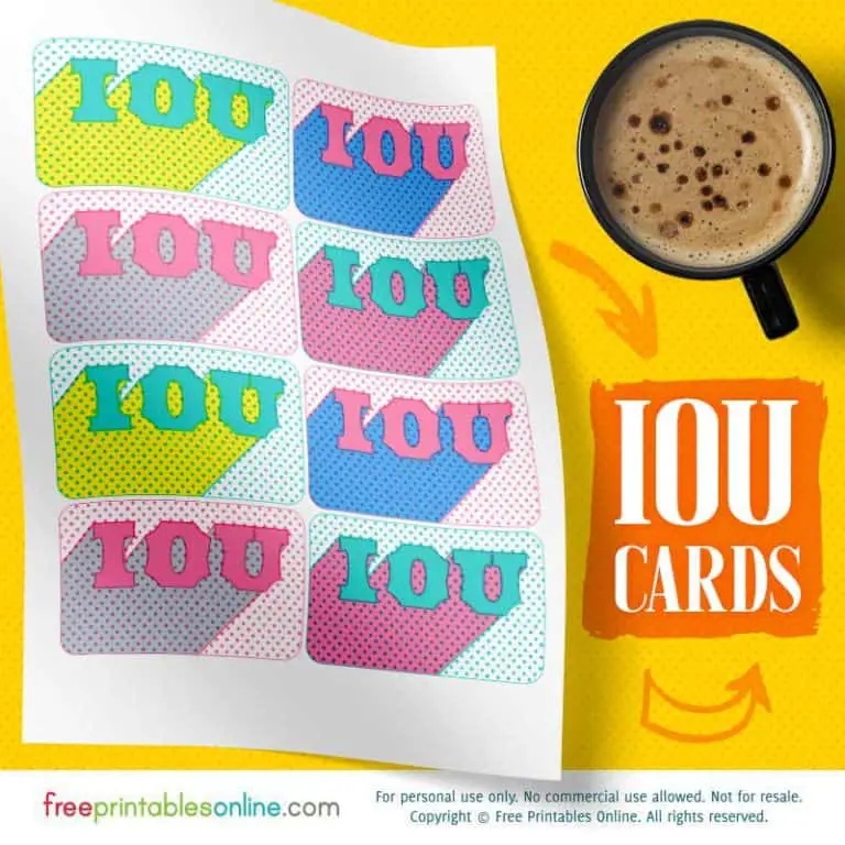 free printable iou cards