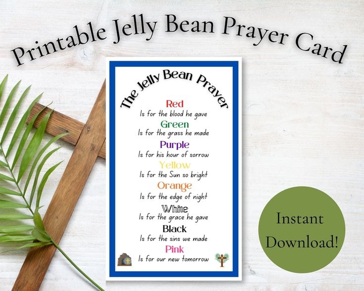 Printable Jelly Bean Prayer Card Easter Jelly Bean Prayer Card Church 