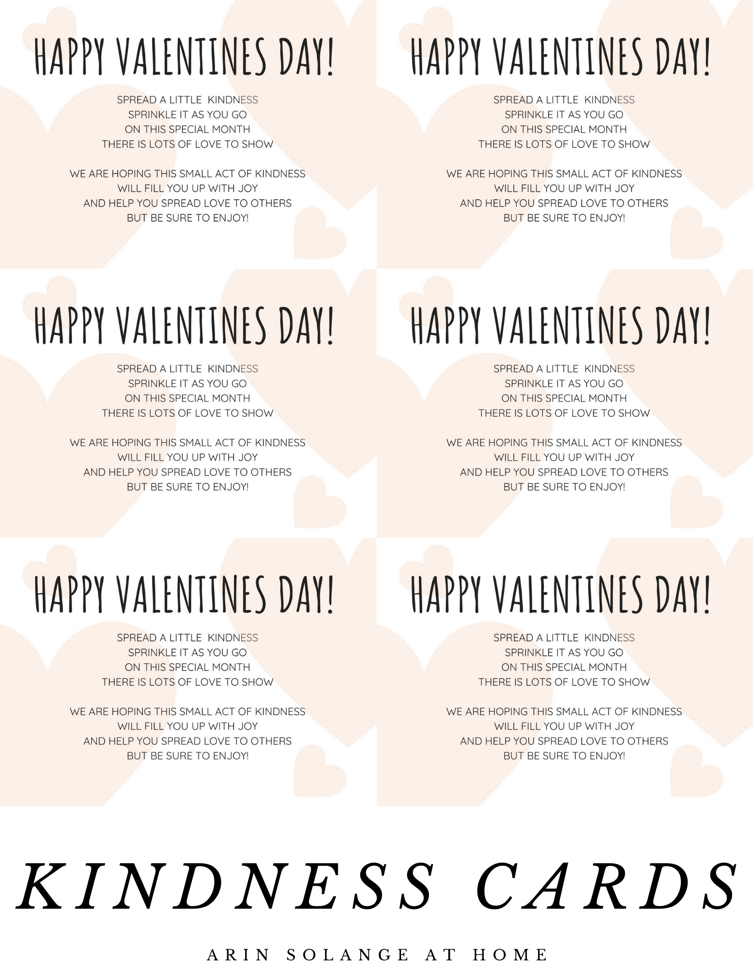 free printable kindness card template