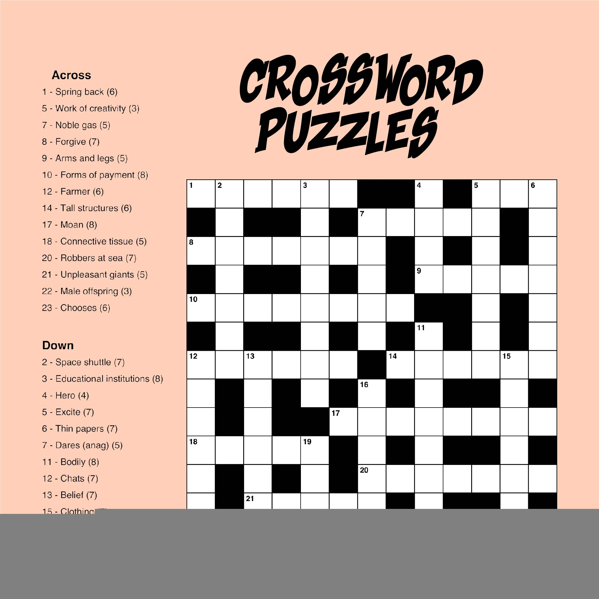 Printable Large Print Easy Crossword Puzzles Printable JD
