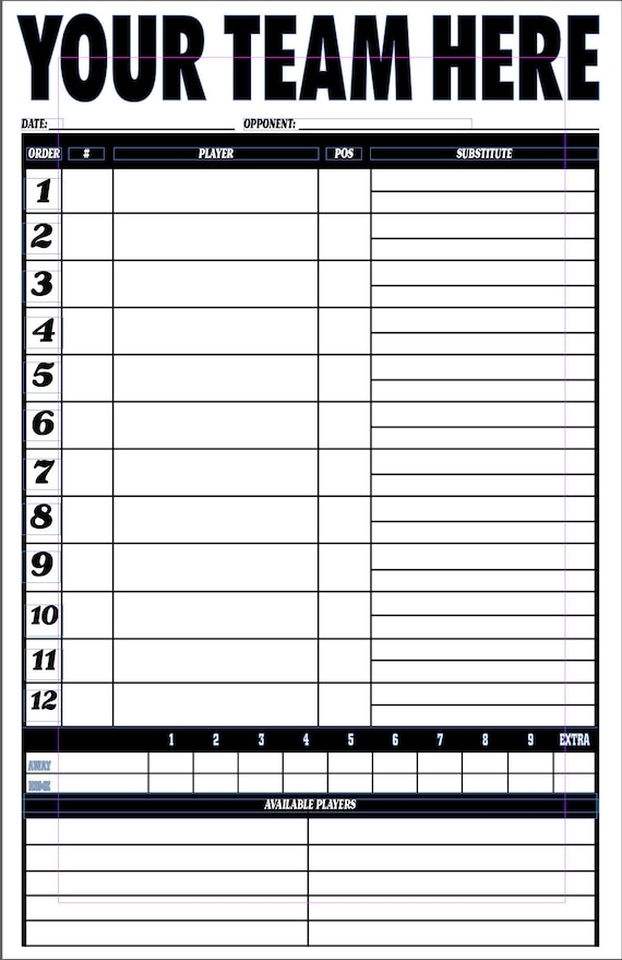 Printable Lineup Cards Baseball