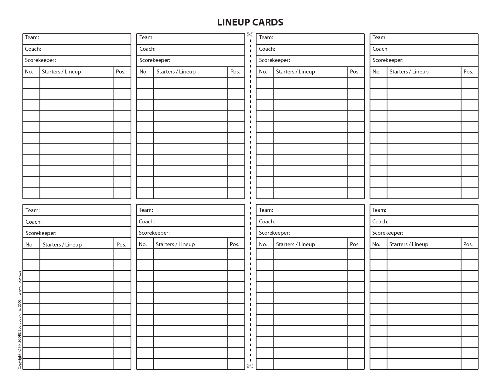 Printable Lineup Cards For Baseball Template Business PSD Excel 