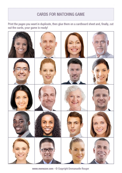 Printable Matching Game For Seniors Faces Print And Cut Out The 