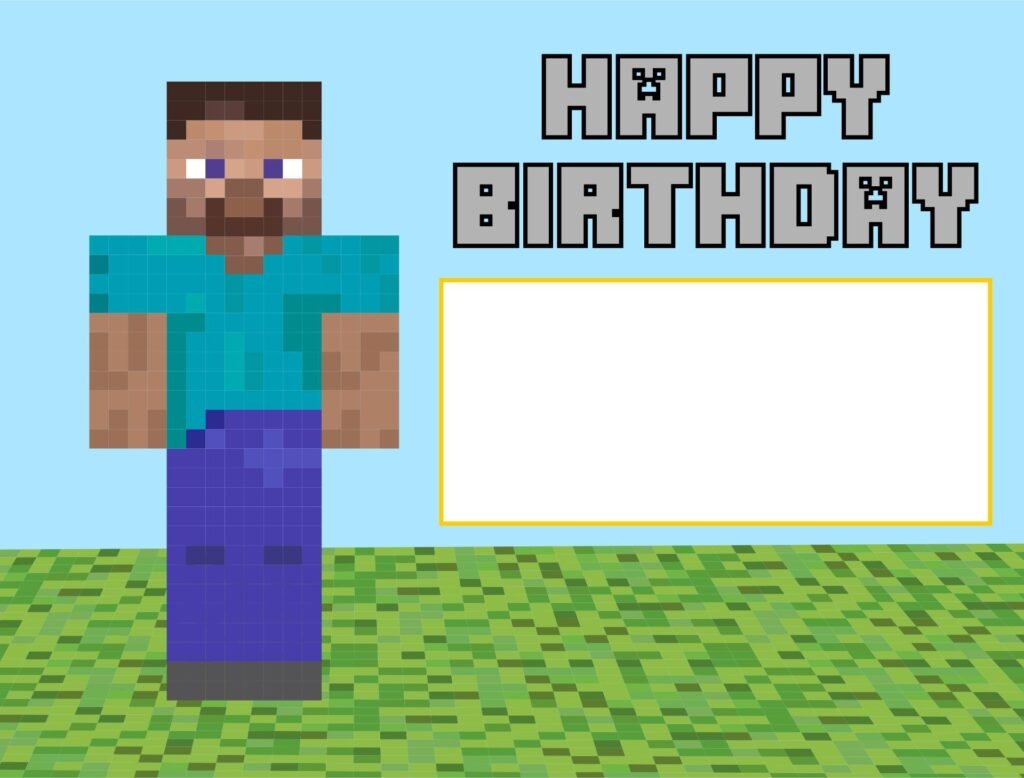 Printable Minecraft Happy Birthday Card Printable JD