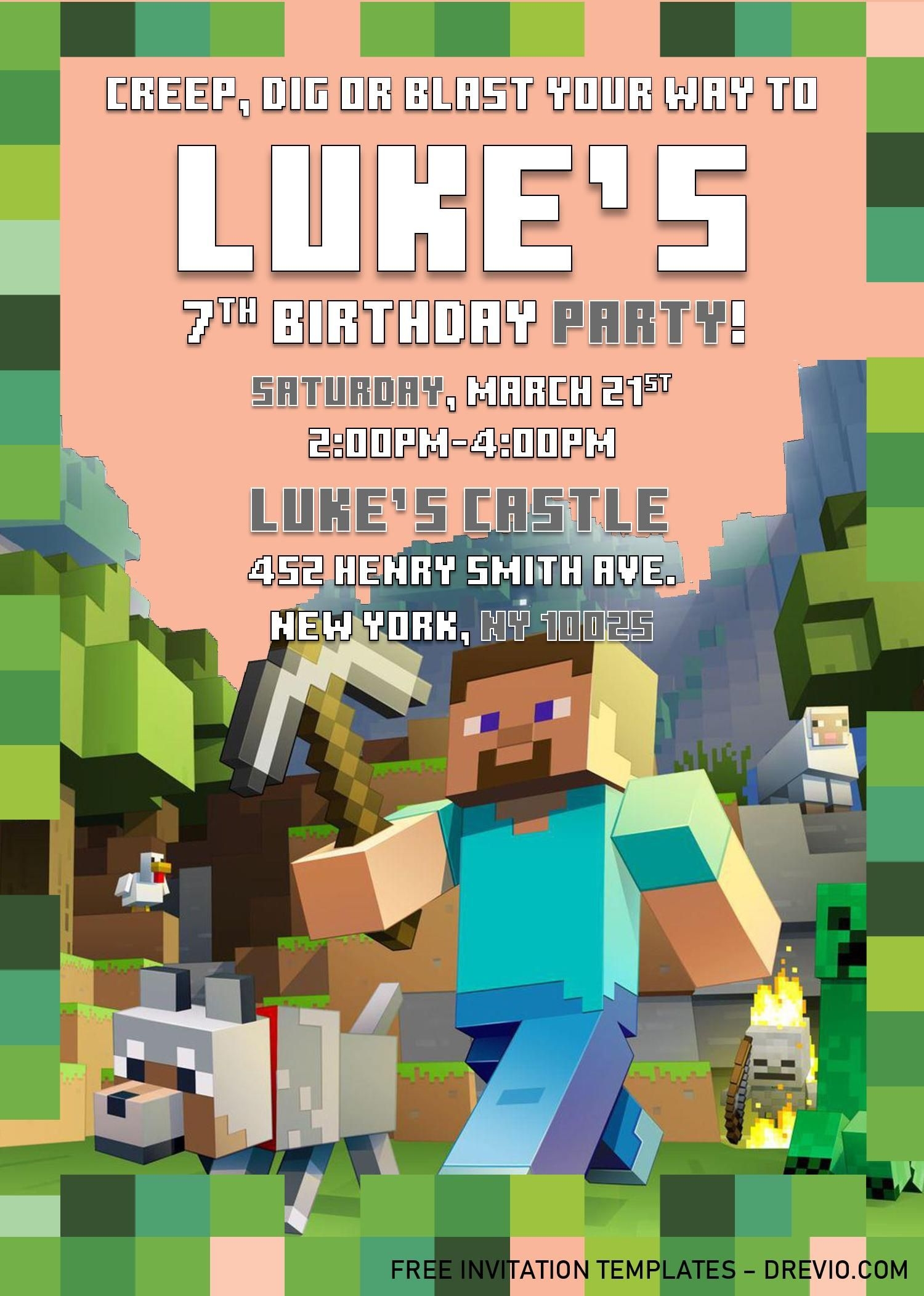 minecraft invitation template
