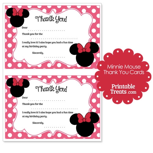 free printable minnie mouse thank you cards