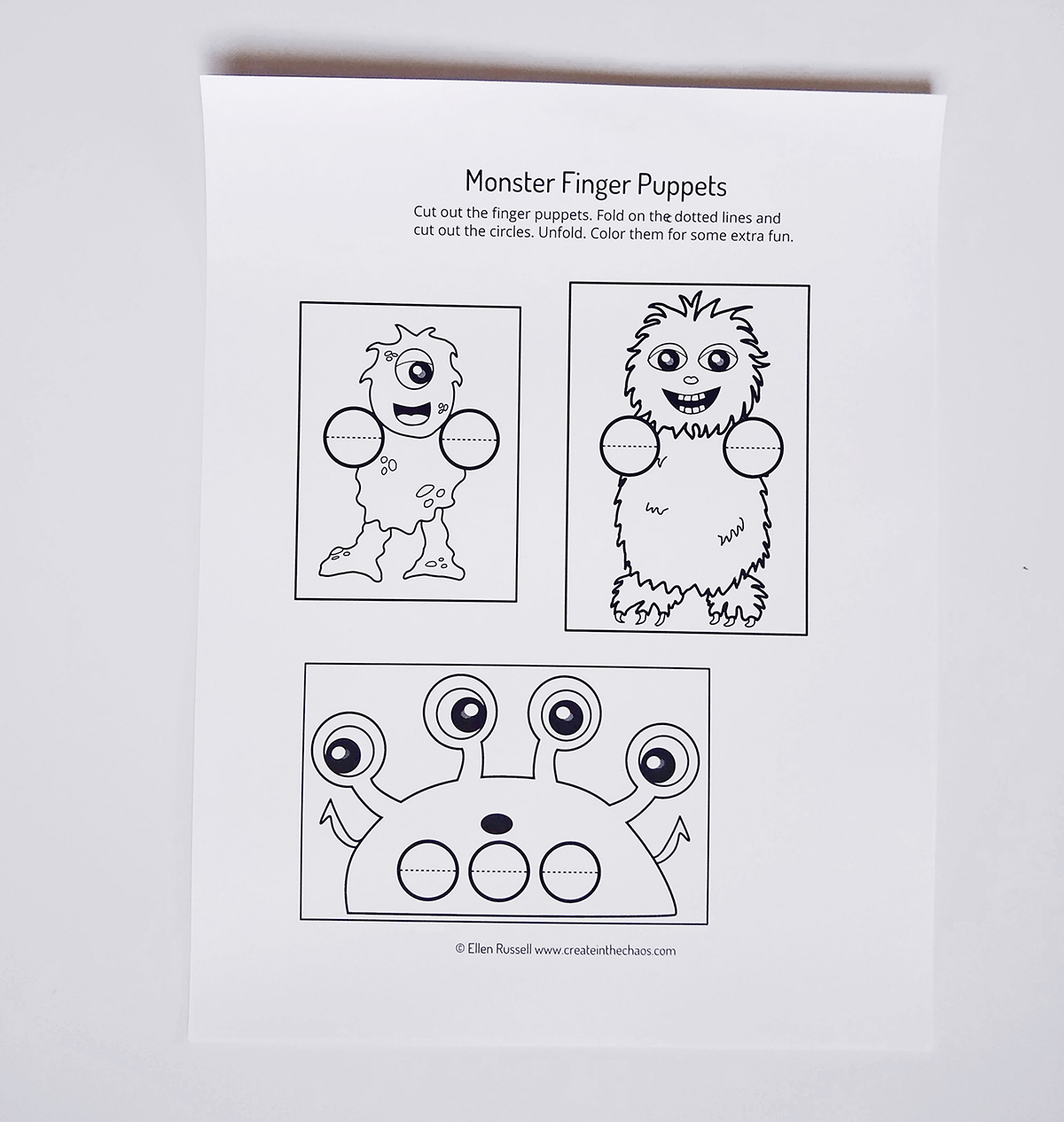Printable monster craft Create In The Chaos