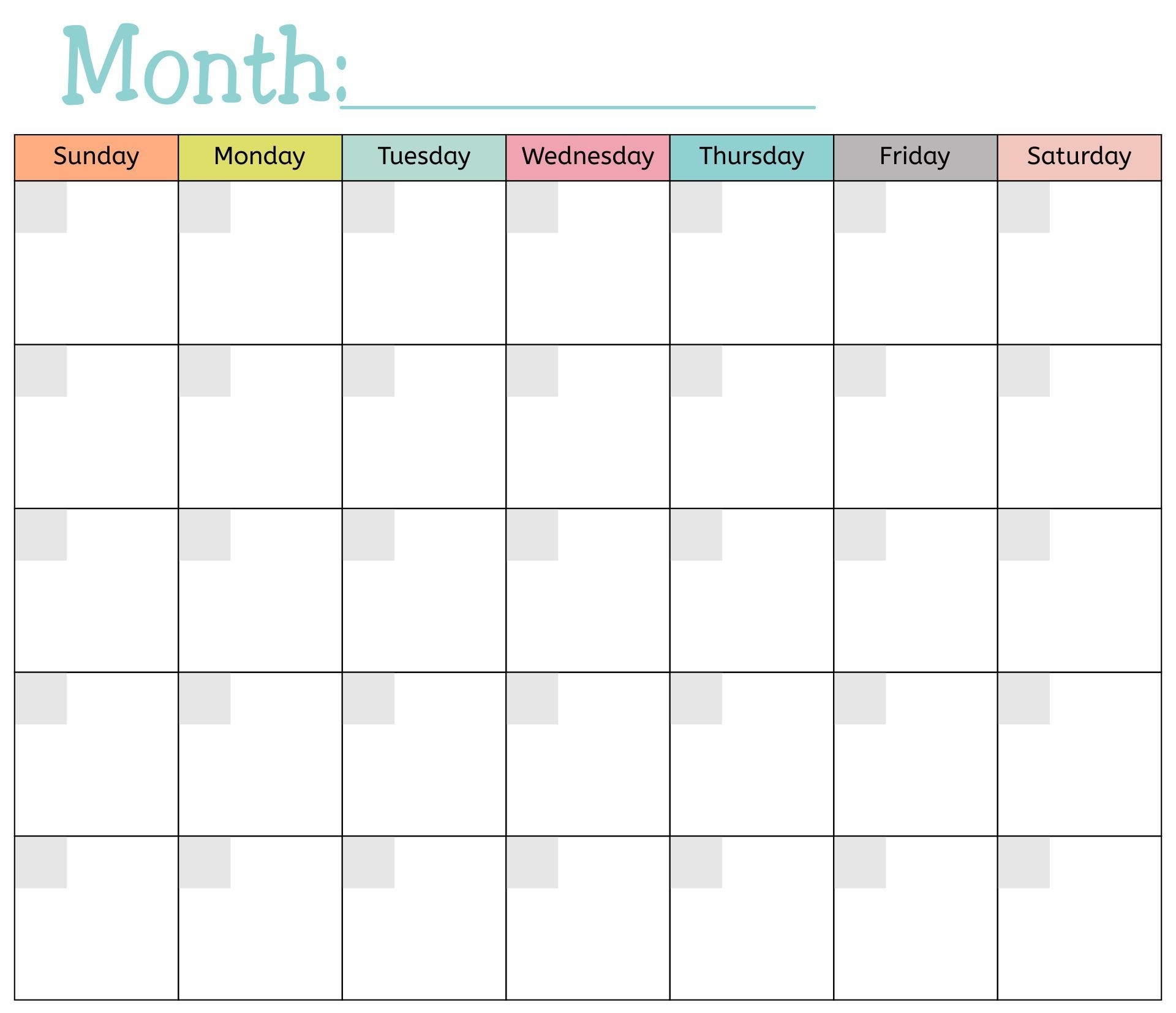 free blank calendar template printable