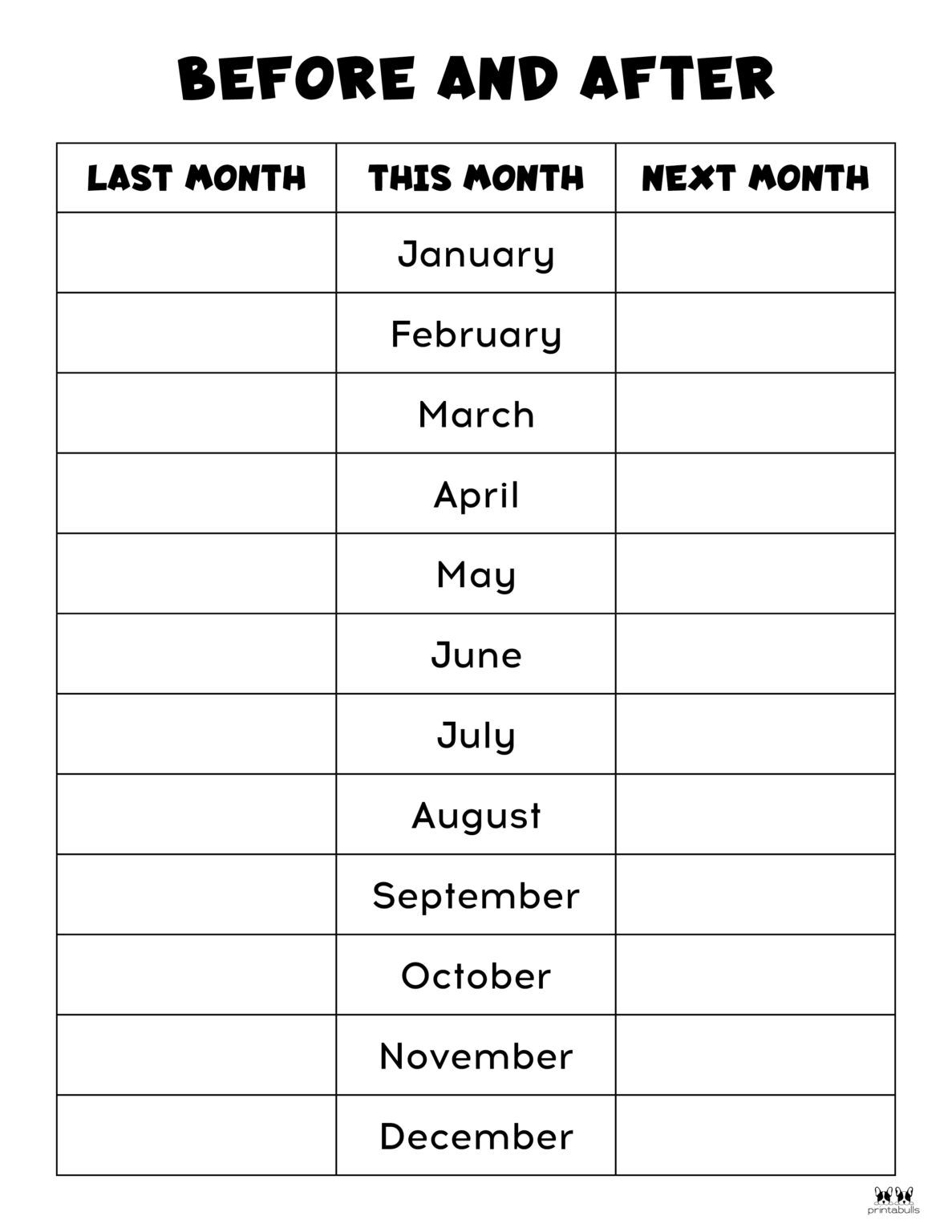 Printable Months Of The Year Worksheets